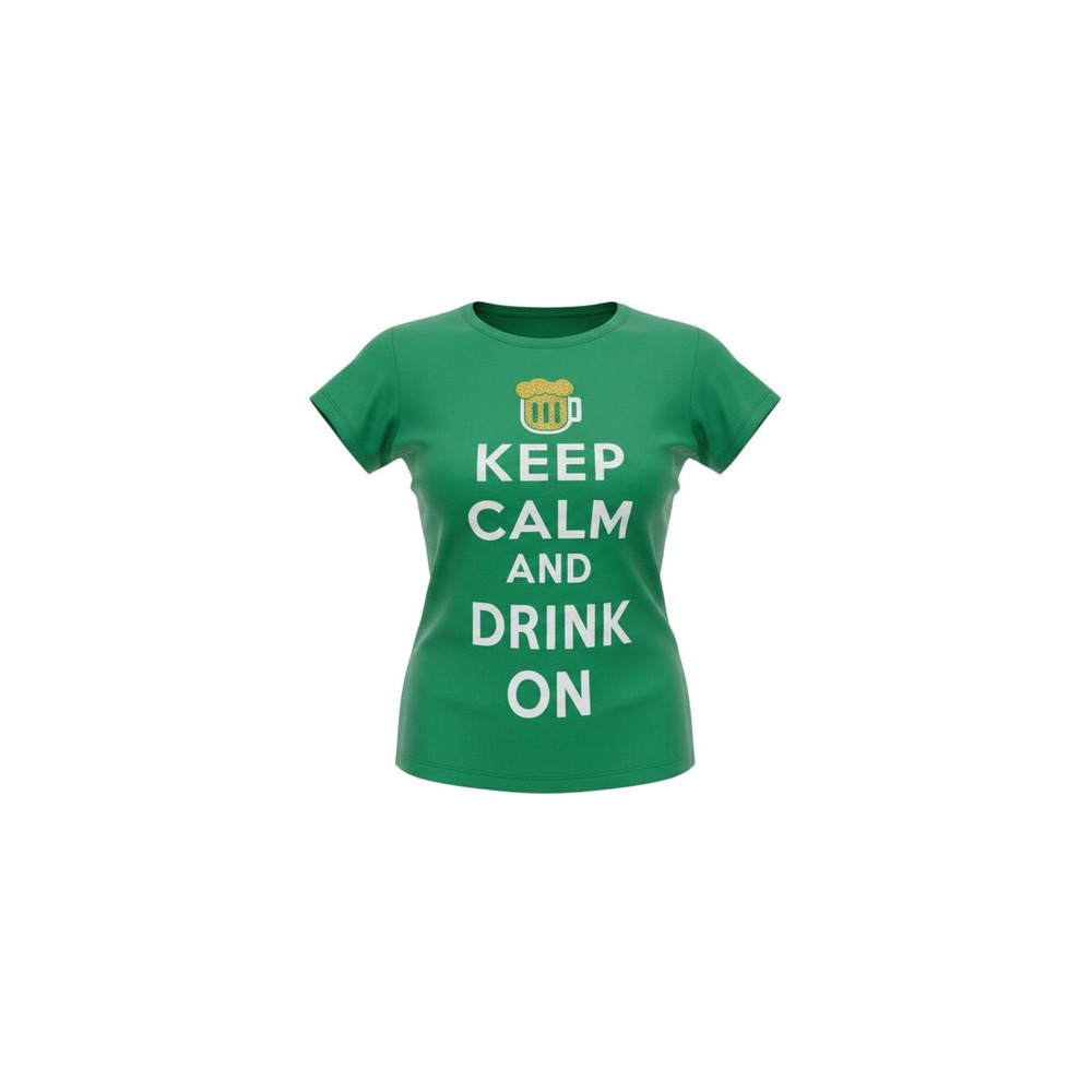 Popular Sports Graphic Tee Womens S Green Keep Calm Drink On Beer St Patricks